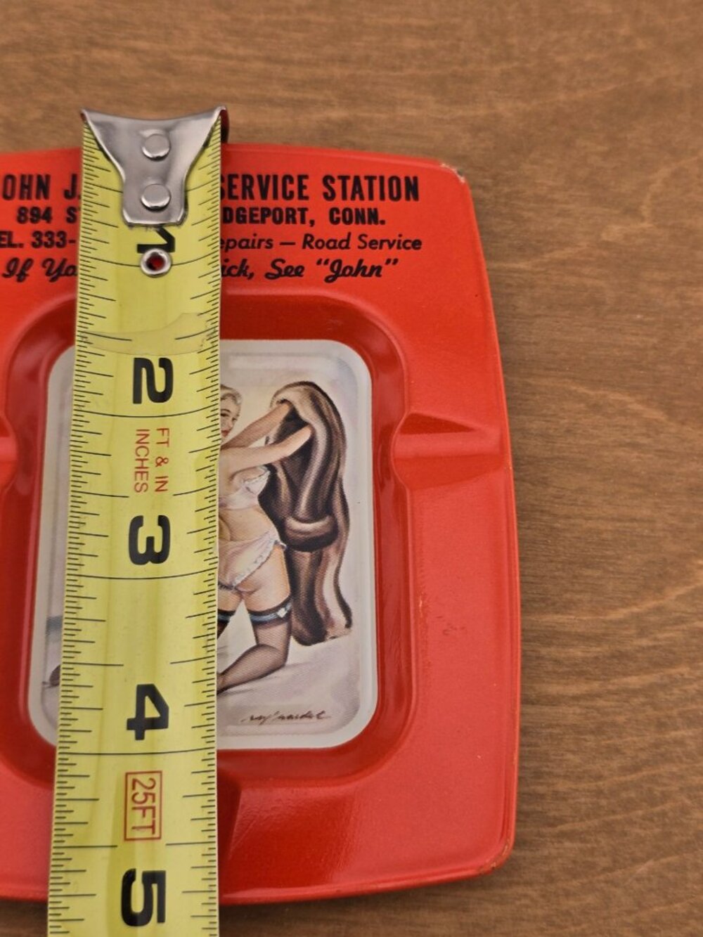 1960s Tin Pin-up Glamour Girl Bar Ashtray, Mid-Century Risque Bridgeport - Picture 6 of 9